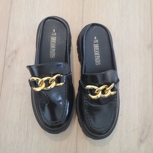 Black Leather Chunky Mule Size 6